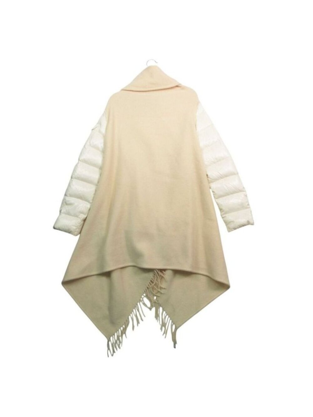 Moncler Mantella Down Contrast Shawl Style Coat Poncho Ivory - Picture 2 of 9